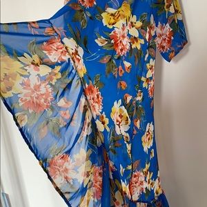 Sheer Mesh Beach Cardigan with Flowers Free Press